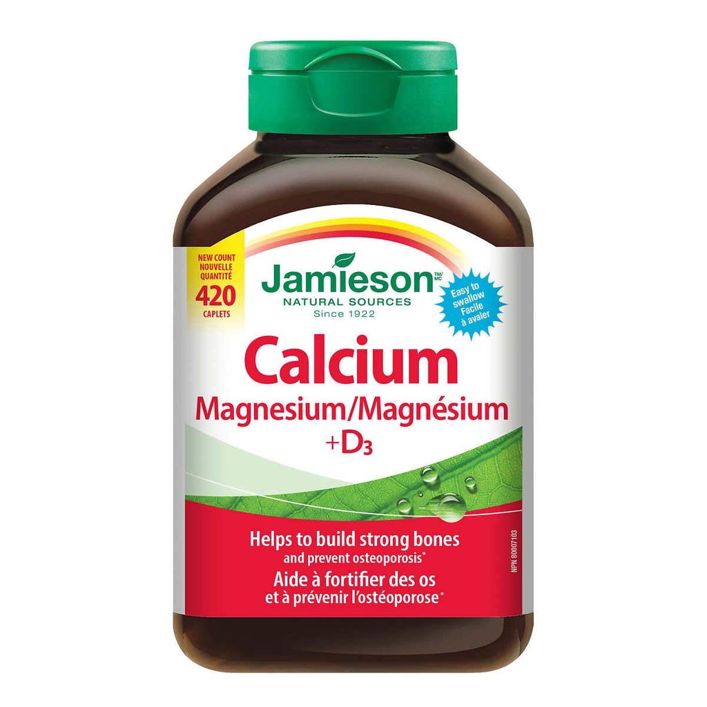 Jamieson Calcium Magnesium med D3- vitamin tabletter, 420 kapsler