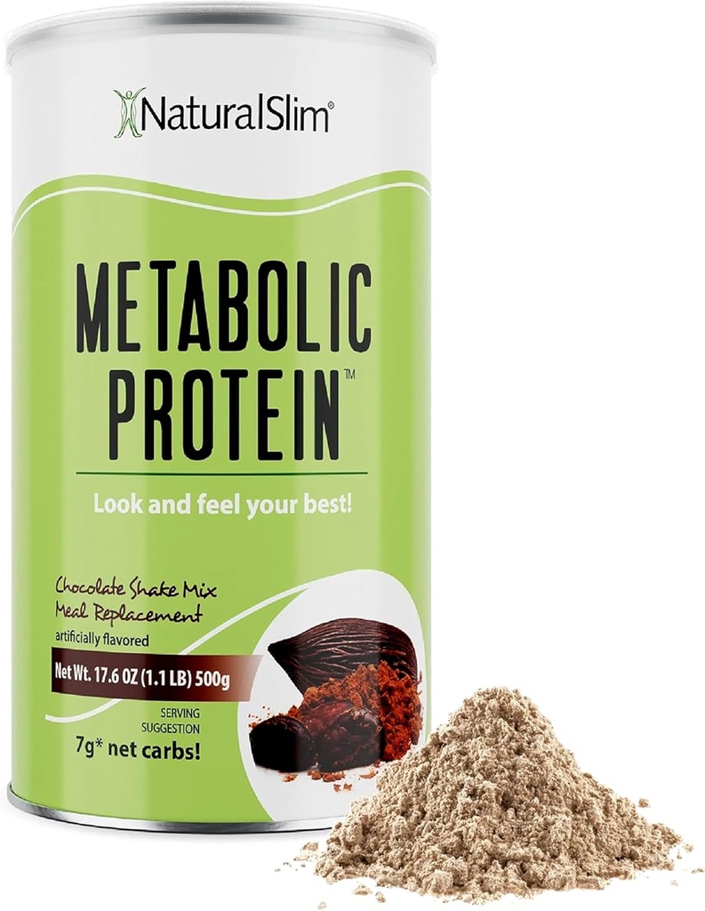 NaturalSlim Metabolic Whey Protein Powder Chocolate - Low Carb, Meal Erstatning Shake w / Vitaminer, Minerals & Amino Acid L- Glutamin- 124; Great Smag og meget påfyldning Protein Shake, 10 Servere, 17.6oz