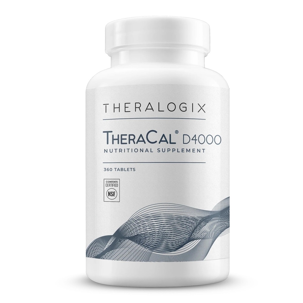 Theralogix TheraCal D4000 - Bone Health Support Supplement med calcium, Magnesium, D3- vitamin, vitamin K2 & Boron * - 90-Day Supply - NSF Certified - 360 tabletter