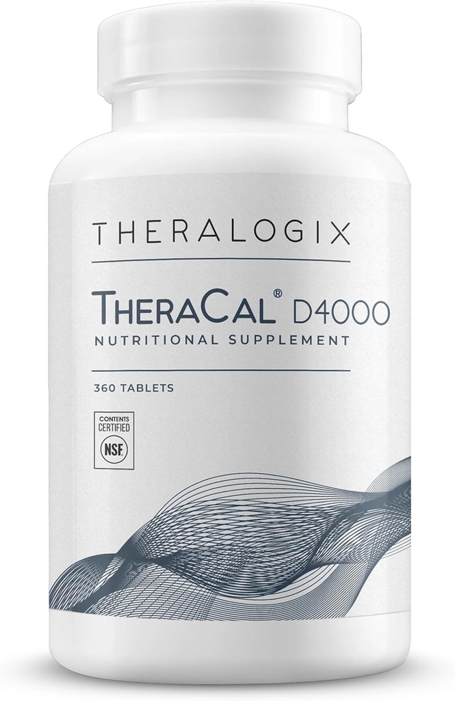 Theralogix TheraCal D4000 - Bone Health Support Supplement med calcium, Magnesium, D3- vitamin, vitamin K2 & Boron * - 90-Day Supply - NSF Certified - 360 tabletter