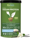 Biochem Vegan Protein Powder - 20g Plant- baseret protein til muskelstøtte - Organic Pea, Hamp & Cranberry Protein - Lavcarb, Lavfedt, Gluten- Free, Non- GMO, Keto- Friendly - Vanilla Flavor - 12,2 oz