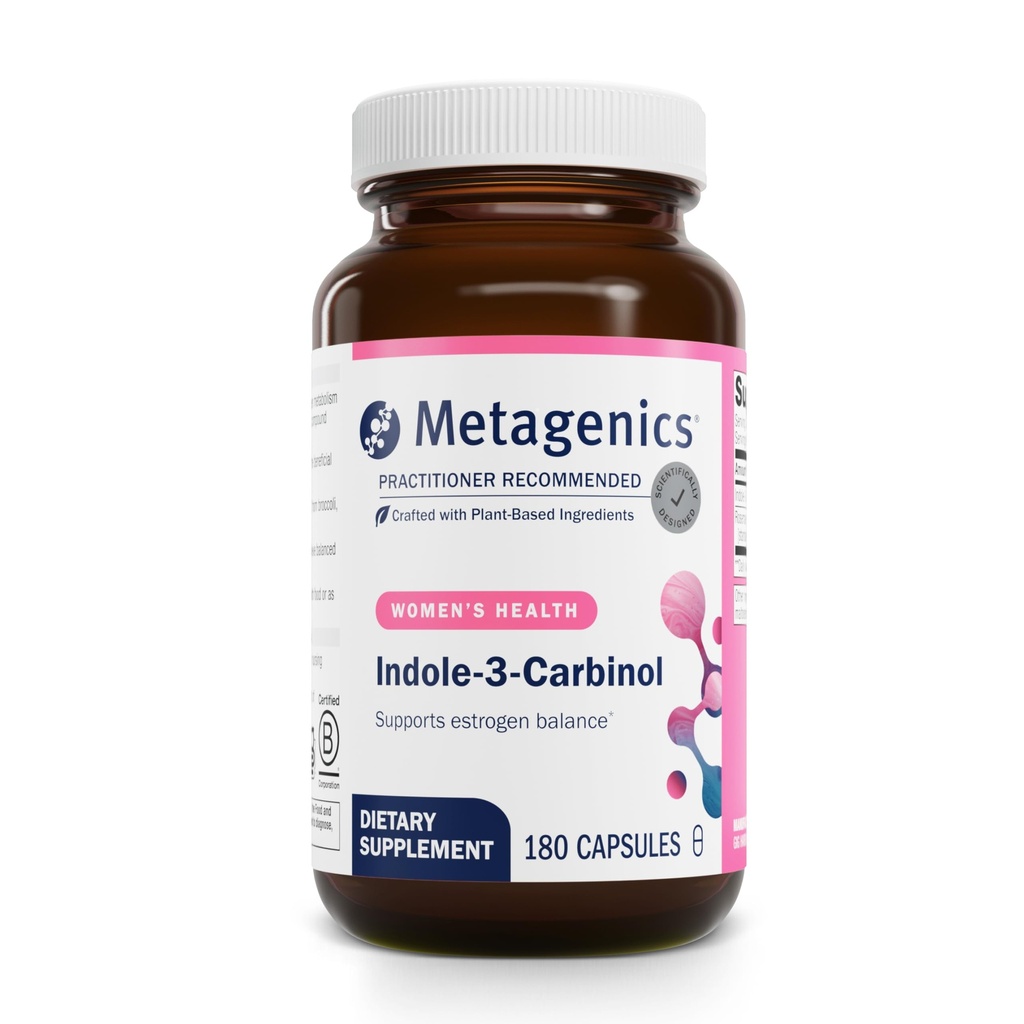 Metagenics Meta Indole- 3- Carbinol Supplement - Understøtter Østrogen Hormonbalance, Antioxidant & Leversundhed * - Non-GMO, Gluten- Free, Vegan - GMP Certified Facility - 180 Kapsler