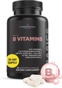 Livingood Daily Vitamin B Complex Capsules for Men and Women, Methylated B12 & Folate, 11 Active Forms Including B1 B2 B3 B5 B6 & Biotin, Gluten Free, Vegan B Vitamins for Hair Skin Nails, 30 Capsules