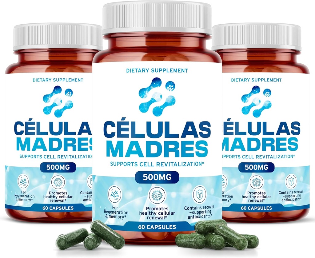 Stem Cell Supplements 500mg (180 Cap) Natural Anti-Aging & Longevity Support with Spirulina & Chlorella, Boost Cellular Renewal, Restore Youthful Energy, Reduce Joint Soreness – Celulas Madre