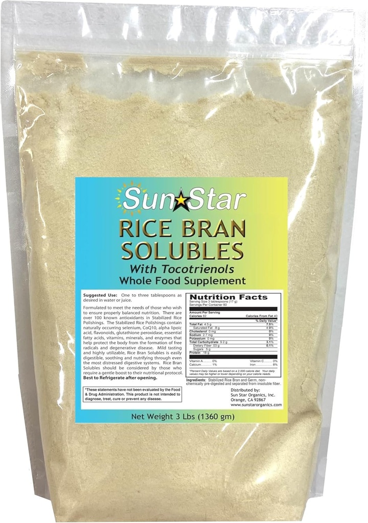 Rice Bran Powder with Tocotrienols (Tidligere kendt som Rice Bran Solubles) (3lb)