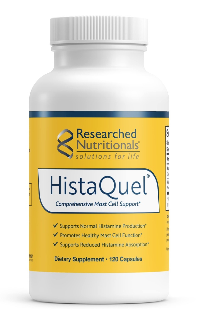 Researched Nutritionals HistaQuel - Dual- Action Histamin & Mast Cell Support Formel - Klinisk Researched Flavonoid & Herbal Formel med Stinging Nettle & Black Cumin Seed Oil, 120 Kapsler