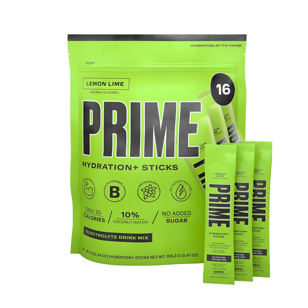 PRIME HYDRATION + sticks Lemon Lime Note 124; Hydration Powder Single Serve Sticks