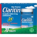Claritin 24 timers allergimedicin, non- Drowsy receptpligtig styrke Allergi Relief, Loratadin Antihistamin tabletter, 70 Greve