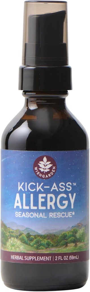 WishGarden urter Kick- Ass Allergy - Plant- baseret non- Drowsy Herbal Allergy Supplement med Nettle Leaf, Echinacea, & Yerba Santa, Understøtter sund Histamine Response to Seasonal Irritants, 2oz