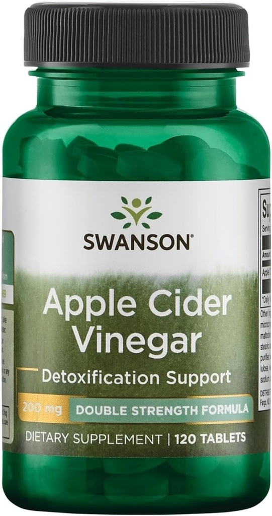 Swanson Double-Strength Apple Cider Vinegar 200 Milligrams 120 Tabs