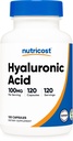 Nutricost Hyaluronsyre kapsler 100mg, 120 Vegetariske kapsler - Gluten fri, ikke-GMO