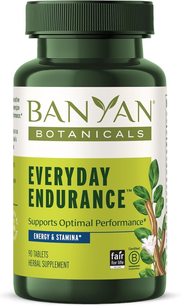 Banyan Botanicals Everyday Endurance - Organic Adaptogens Supplement - Herbal Superfoods and Adaptogens for Energy and Focus - 90 tabletter - Ikke-GMO bæredygtigt syret Vegan