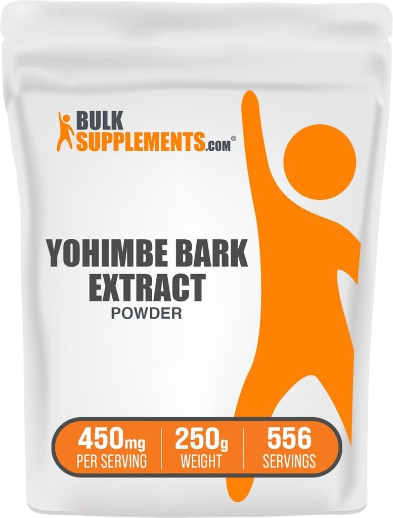 BulkSupplements.com Yohimbe Extract Powder - Yohimbe Bark Extract - Herbal Supplement, Gluten Free, 450mg per Serving, 250g (8,8 oz) (Pack of 1)