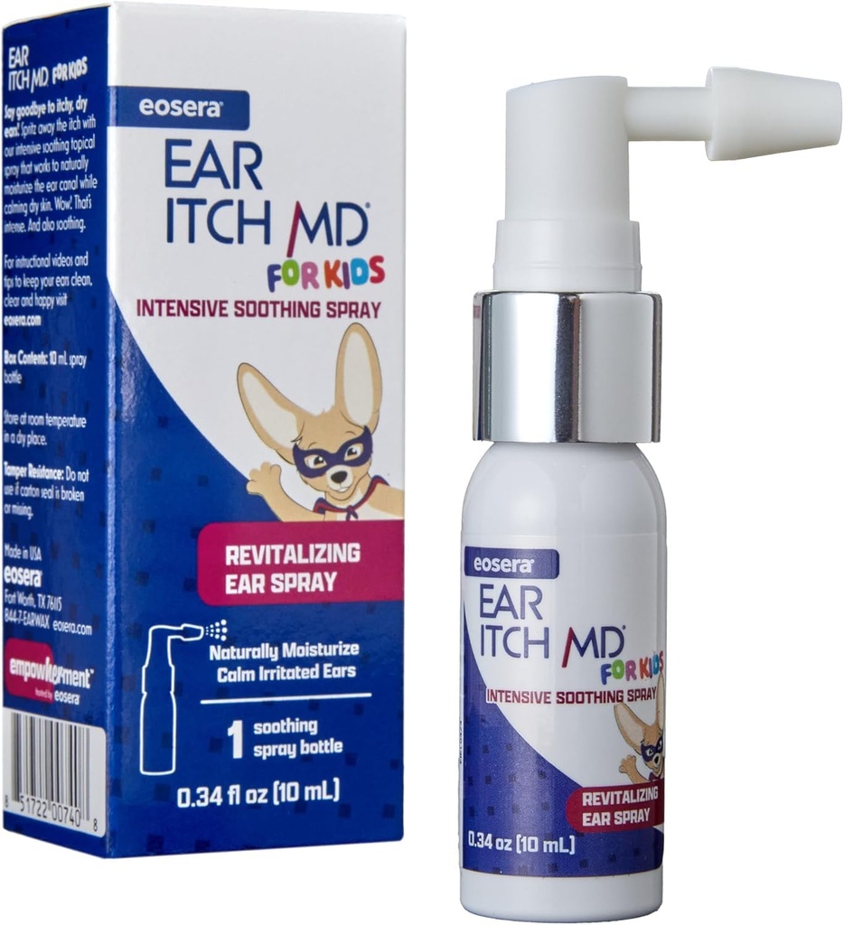 eosera ® Ear Itch MD ® for børn - Lindrende Ear Dryps til Tør, Itchy Øre - Naturlig fugtgivende Formel med E-vitamin - Relief for Allergier, Eczema, Dermatitis - Sikker for alderen 2 + & Hørehjælp brugere