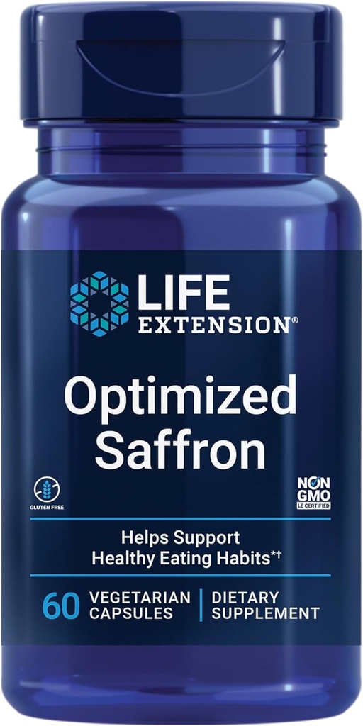 Life Extension Optimeret Safran, Safran Extract, Safran supplement, der hjælper dig med at bekæmpe trangen til Snack, Non- GMO, Gluten- fri, Vegetarisk, 60 Vegetariske kapsler