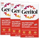 Geritol, Multivitamin Supplement, Indeholder B- Vitamin, Antioxidanter, Vitamin C, E & D og Jern, 27 Essentielle Vitamin og Mineraler, Glutenfri, Non- GMO, Ingen kunstige sødestoffer, 100 tabletter, 3 pakker