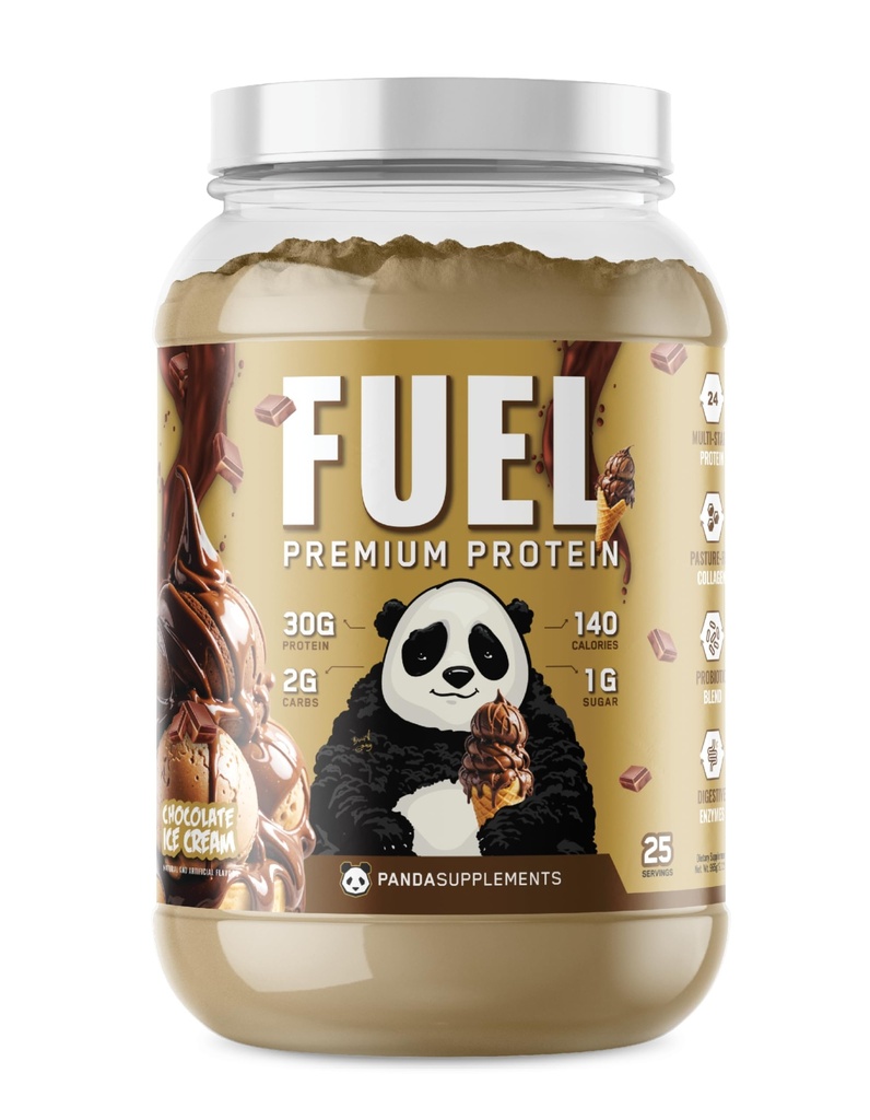 Underground Bio Labs Panda Fuel Premium Protein Whey, Hydrolyzed Collagen, Casein, Probiotika, Enzymes, Keto Friendly, Time Release, 25 Servering (2,5 Pund, Chokolade Is)