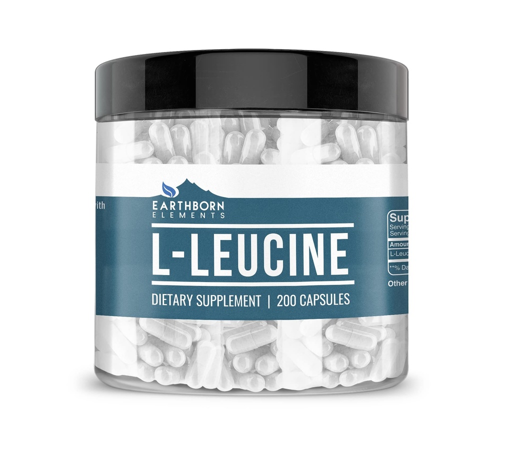 Earthborn Elements L- Leucin 200 Kapsler, Pure & Ufortyndet, Ingen tilsætningsstoffer