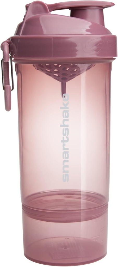 Smartshake O2GO ONE Plastic Protein Shaker Flaske 800 ml • 124; 27 oz - Læbefast Screw- on Lid - BPA Free - Unisex - Deep Rose