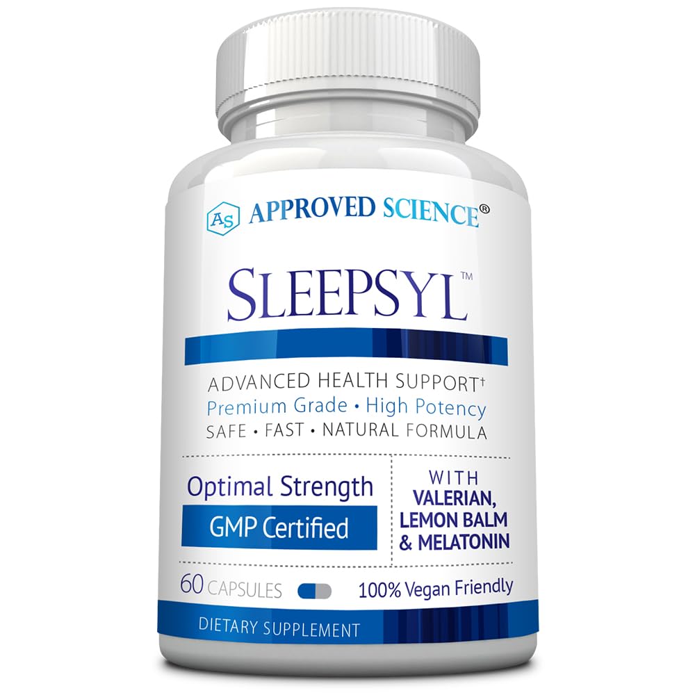 Godkendte Science Sleepsyl - Sleep Supplement - Valerian Root, Lemon Balm, Melatonin, Kamille, L- Ornithin - Vegan, 60 kapsler