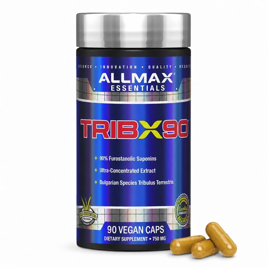 ALLMAX TRIBX90-90 Capsules - Natural Testosterone Booster - Delivers Bulgarian Species Tribulus Terrestris - 90% Furostanolic Saponins - 90 Servings