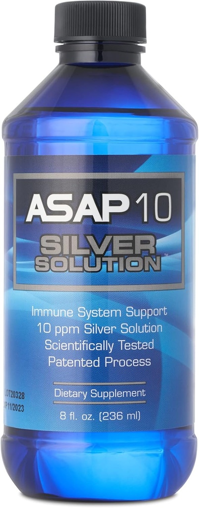 American Biotech Labs - ASAP 10 Silver Solution - immunsystem support, 10 Ppm Kolloid sølv flydende sølv løsning Daglig immunstøtte tillæg med Silversol teknologi - 8fl Oz