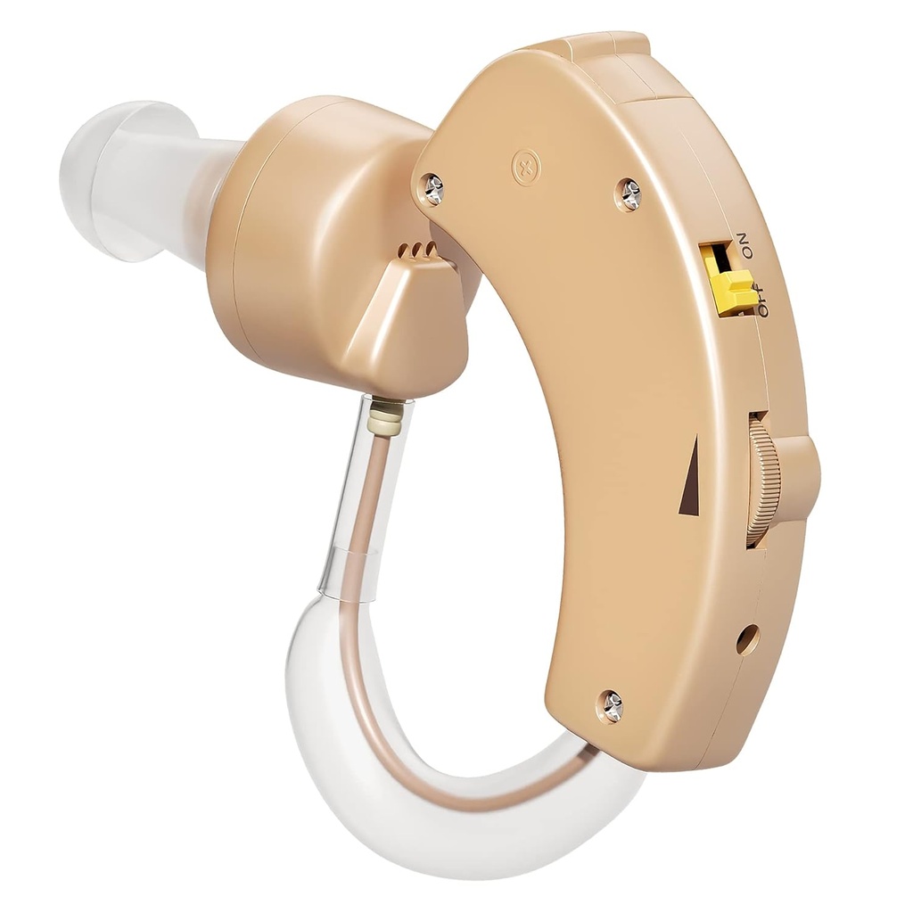 MEDca Høreforstærkere 2 Pack - Digital BTE Personal Sound Forstærker w / Støj Reduktion & Volume Control, LR44 Batteri drevet, 6 Ear Domes, Venstre / højre brug, Lille & Diskreet
