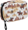 Fustylead Western Cowboy Riding Horse and Building Pill Organizer til purse, Ugentlig Portable Pill Box med lynlås til opbevaring Vitaminer Fisk Olier Medicin Kosttilskud