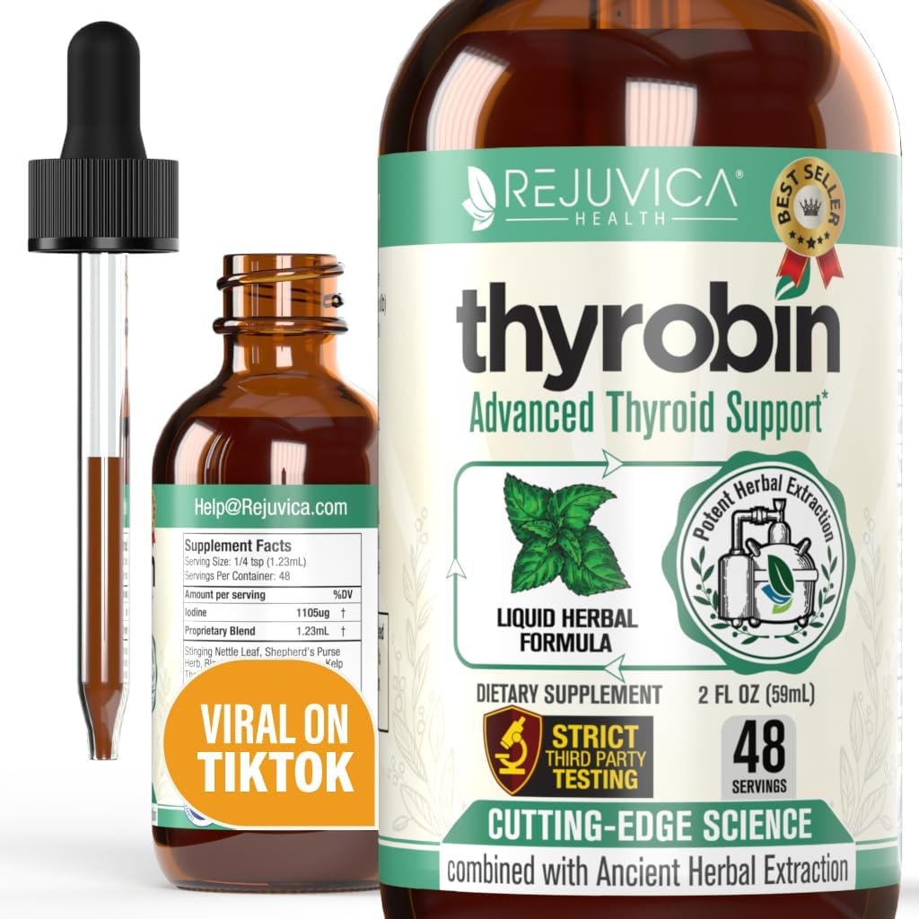 Thyrobin - Advanced Thyroid Support - Flydende levering til bedre Absorption - Jod, Stikkende Nitle, Kelp, Astragalus, Ashwagandha & mere!