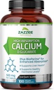 Zazzee High Absorption Calcium D- glucarat, 500 mg per kapsel, 3 mg BioPerine for Enhanced Absorption, 100 Vegan Capsules, Plus Broccoli 10: 1 Extract, 100% Vegetar, CDG, All- Natural og Non- GMO