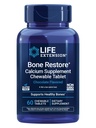 Life Extension Bone Gendanne Calcium Supplement tyggetabletter, Knogletilskud, Calcium, D-vitamin, mineraler, Gluten Free, Non- GMO, 60 tabletter