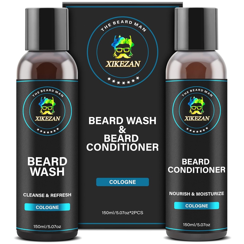 XIKEZAN Beard Wash & Beard Conditioners Natural Softtener Set w / Argan & Jojoba Olies Smooths & Stronthers Christmas Stoking Stuffers Far Day Gaver til mænd ham far kæreste Mand