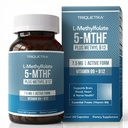 L Methylfolat 7, 5 mg plus MethylB12 - Active 5- MTHF Form, MTHFR Supplement - Bloodstream Ready Methylerede Folate + B12 Cofaktor - Understøtter Mood, Homocystein Methylering, Cognition (60 kapsler)