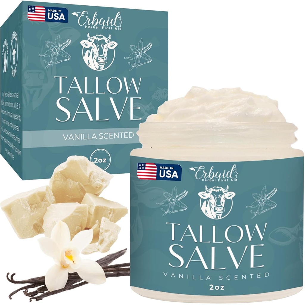Oksekød Tallow Salve - All Natural Grass Fed Oksekød Tallow & Honey All Formål Balm - Fugtgivende Body Salve Great for Eksem, Cracked, Tør, Itchy, Irriteret Hud - Skin reparation Skinpleje Made i USA