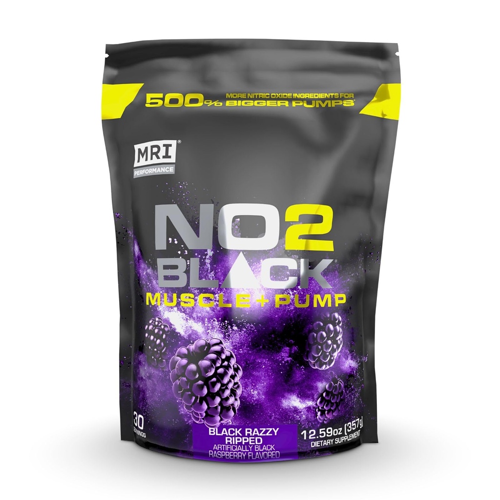 MRI NO2 Sort nitrogenoxid supplement til pumpe, muskelvækst, vaskularitet & energi - kraftfuld Stimulering - Gratis Pre- træning med Citrullin (30 Servere) (Black Razy Ripped)