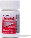 Major Ferosul - Ferrosulfate 325mg tabletter med 65mg elementært jern - jerntilskud til kvinder, mænd - rød - 100 greve