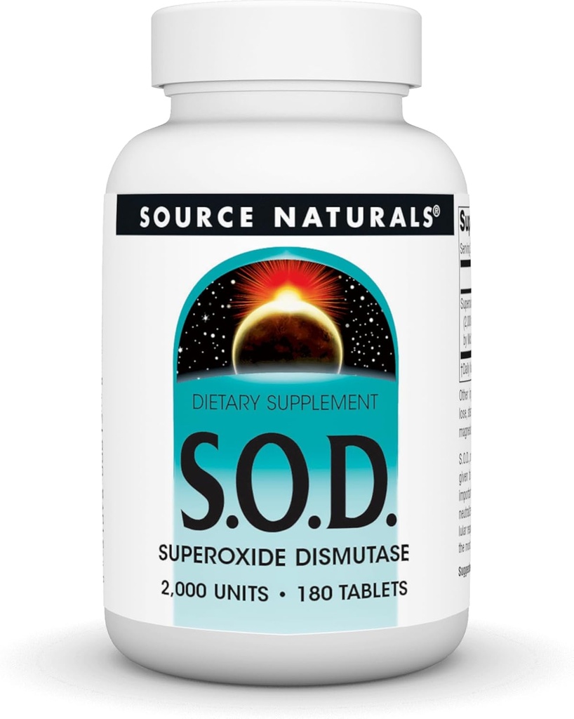 Source Naturals S- O- D, Superoxide Dismutase - Kosttilskud - 180 tabletter