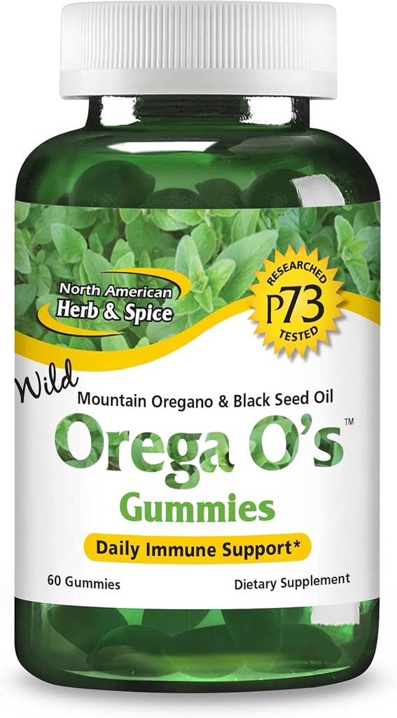 NORDAMERICAN HERB & SPICE Orega O 's - 60 Gummies with Wild Mountain Oregano & Black Seed Oil - Non- GMO - 30 Servere
