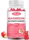 Magnesium Glycinate Gummies - Sugar Free, Magnesium Complex Kalium Supplement med kalium, Vitamin D, B6 for ro, søvn & stress Relief for voksne - 60 Peach Gummies