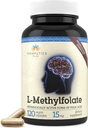 Teraputika L- Methylfolat 15mg - 124; 120 Vegankapsler - 124; Premium - 124; 5- MTHF - Active Methylfolate Supplement for Mood Homocysteine Methylation - Non- GMO Gluten- Free, No Fillers - Follic Acid Brain Support