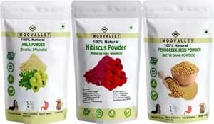 Combo økologisk tørret Amla, Hibiscus og Methi (Fenugreek) pulver (Hver 100 Gram / 3,5 Ounce) Hyllanthus embolica Hibiscus Rosa-Sinensis Trigonella Foenum- Graecum