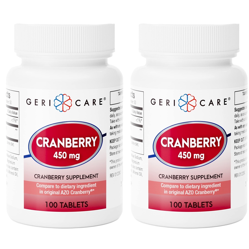 Høj- potens Cranberry Supplement - 450mg Pure Cranberry Tablets for Urinary Tract Health Natural UTI Prevention for Men & Women- GMO, Gluten & Dairy Free Cranberry Concentrate 100 Count (2pk)