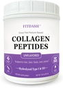 Collagen Peptider Hydrolyzed Collagen Pulver Type I og III, Understøtter hår, negle og Joints. Uden smag 41 Servering 15.9 Oz. Grass- Fed Pastured- Raised.