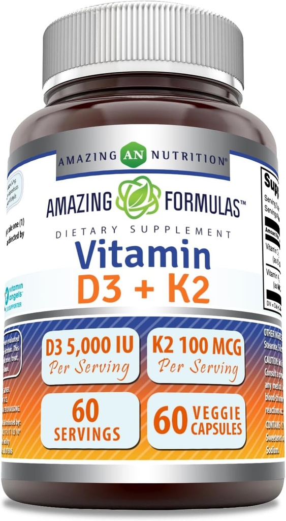 Amazing Formulas Vitamin D3 5000 IE med vitamin K2 100 mcg