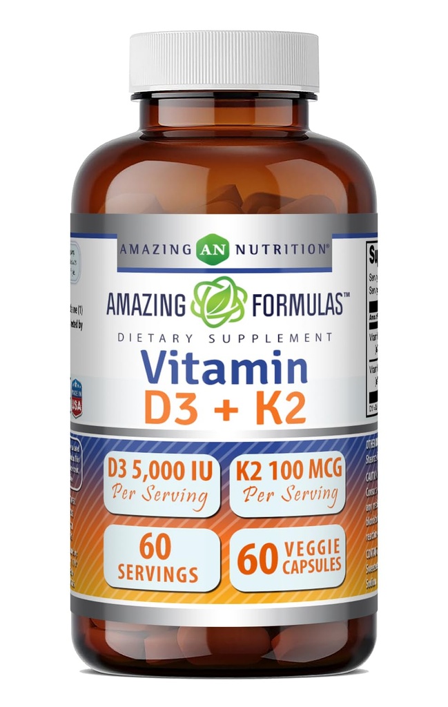 Amazing Formulas Vitamin D3 5000 IE med vitamin K2 100 mcg