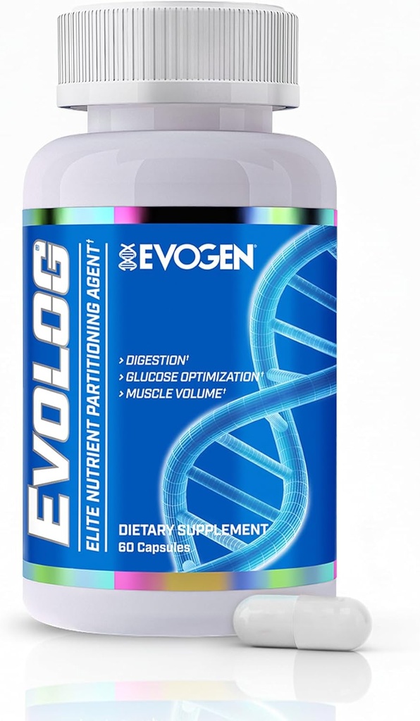 Evogen Evolog - Glucose Disposal Agent (GDA) & Elite Nutrient Partitioning | Mass Gainer & Weight Gainer for Women & Men | Supports Digestion, Glucose Optimization, Muscle Volume | 60 Capsules