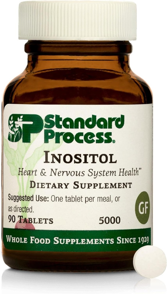 Standard Process Inositol - Understøtter Nervesystemet, Lipid Metabolisme & Kardiovaskulær Sundhed - Vegetarisk, Gluten- Free, Non- Dairy & Non- Soy - 90 tabletter