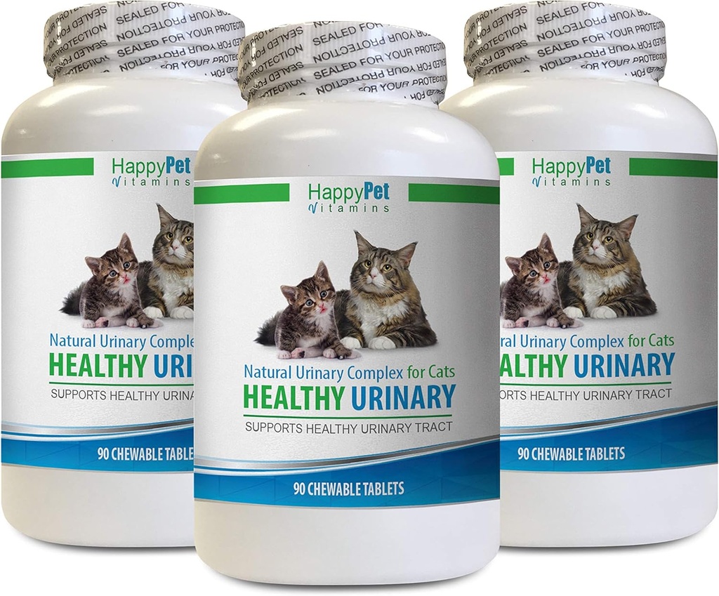 kat UTI Supplement - CAT Sund Urinkompleks - UTI Solution - Natural Formel - Anti - kat Urininkontinens - 3 flasker (270 tabletter)