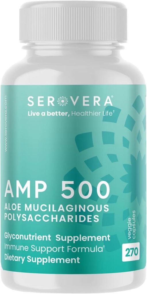 AMP Organic Aloe Glyconutrient Supplement - Support immunsystem, fordøjelsessystem, og kolon sundhed 270 hætter