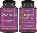 Reserveage Beauty, Resveratrol 250 mg, Antioxidant Supplement for Heart and Cellular Health 30 Caps & Ubiquinol CoQ10 Stats - Support for Cardiovaskulære System, Energiniveauer & Cellular Health - 30